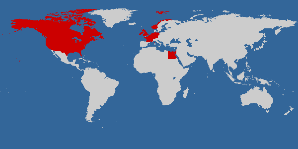 visited countries: Germany, Belgium, Switzerland,
France, Netherland, Great Brittain, Ireland, Austria, Egypt, Israel,
Norway, Kanada, USA